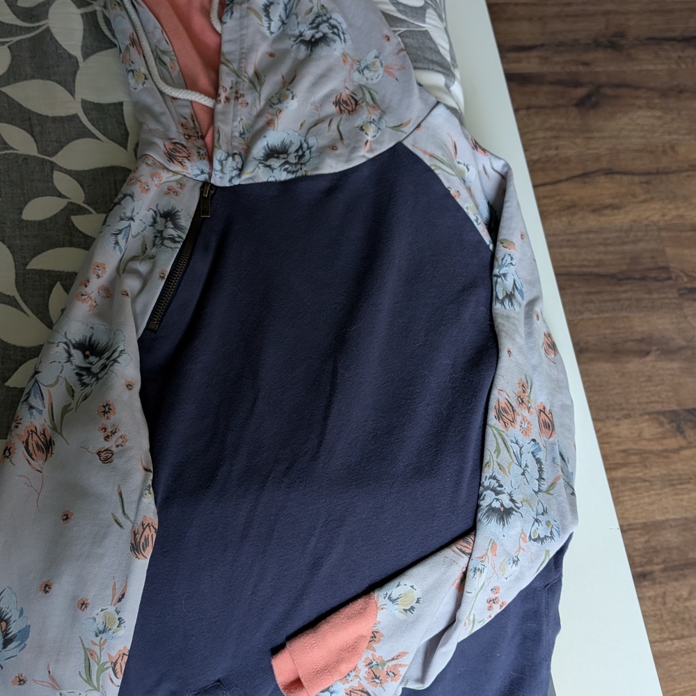 AMPERSAND AVE Floral and Navy Hoodie